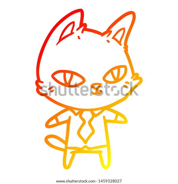 Warm Gradient Line Drawing Cartoon Cat のイラスト素材