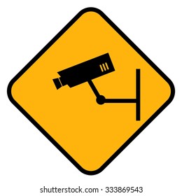 Warning Cctv Sign On Yellow Banner Stock Illustration 333869543 ...