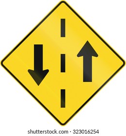 Warning Road Sign Canada Opposing Traffic Stock Illustration 323016254 ...