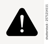 Warning sign with exclamation mark. Black triangle with exclamation mark. Caution symbol, alert icon. Important warning sign, exclamation mark.