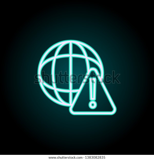 warning sign in globe neon icon. Elements of\
Virus, antivirus set. Simple icon for websites, web design, mobile\
app, info\
graphics