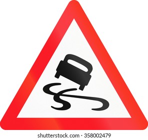 Warning Sign Used Switzerland Slippery Road Stock Illustration ...