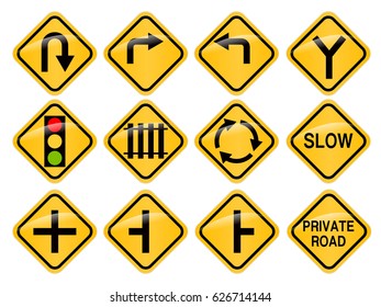 Road Sign Glossy Vector Set 2 Stock Vector (Royalty Free) 54403429