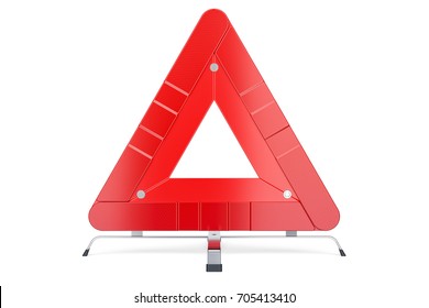 Warning Triangle, Front View. 3D Rendering Isolated On White Background