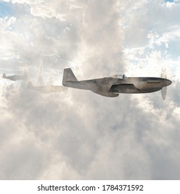 Warplanes in the clouds. 3D rendering