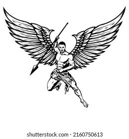 Warrior Angel Wings Spear Stock Illustration 2160750613 | Shutterstock