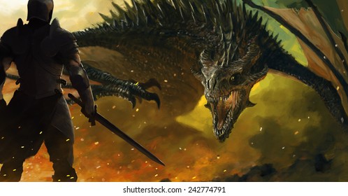 warrior and a dragon