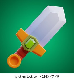 Warrior Sword Cartoon And Game Asset Icon Set On Isolated Background 3d Rendering