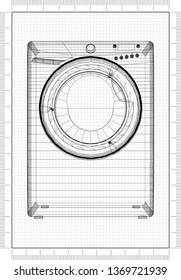 Washing Machine Architect Blueprint - 3D Renderings