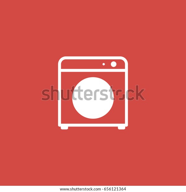 washing machine\
icon. sign design. red\
background
