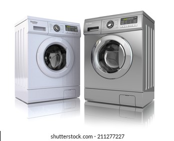 Washing machine on white isolated background. 3d