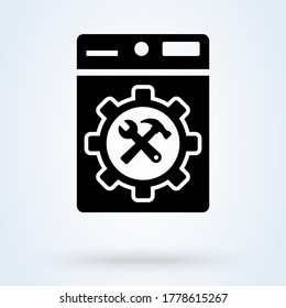 Washing machine repair service illustration in flat style. Plumbing services, household appliances repair icon. - Powered by Shutterstock