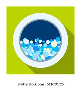 Washing mashine icon in flat style isolated on white background. Cleaning symbol stock bitmap illustration.