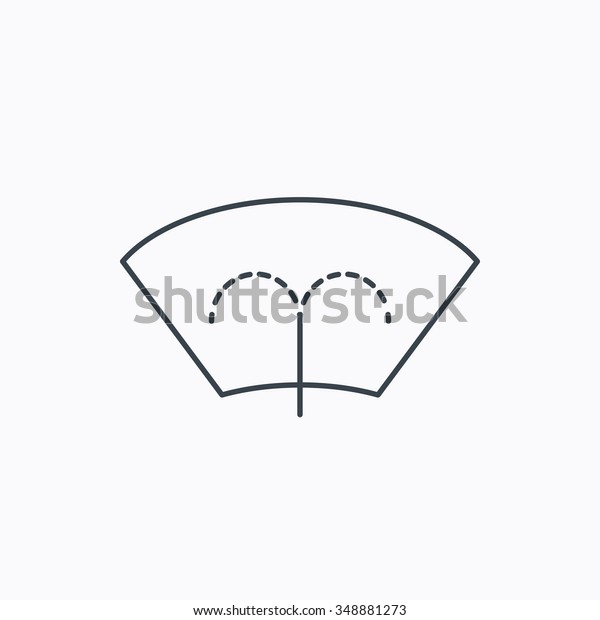 Washing window icon. Windshield cleaning
sign. Linear outline icon on white background.
