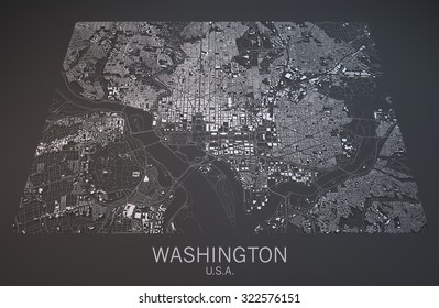 Washington Map, Satellite View, Section 3d, United States