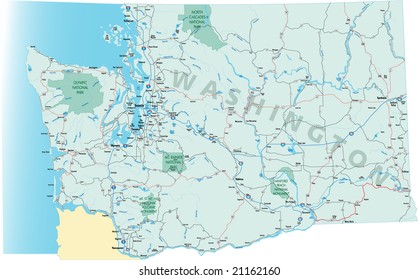 17 045 Washington State Road Images Stock Photos Vectors Shutterstock Washington State Road Map Interstates 260nw 21162160