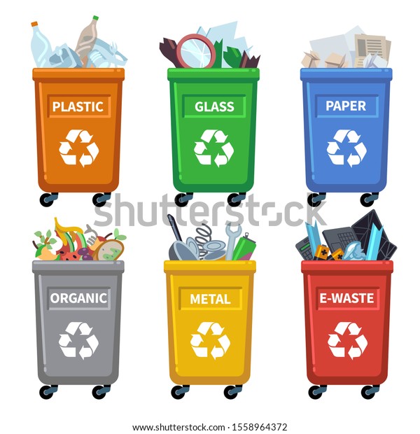 Waste Bin Categories Trash Recycle Separating Stock Illustration ...