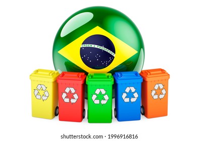 Waste Recycling Brazil Colored Recycling Bins Stock Illustration ...