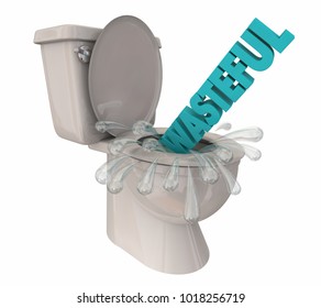 無駄な消費資源をトイレの3dイラストに流す のイラスト素材