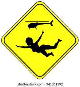 Watch Out For Helicopter Mom. Humorous Warning Sign Of An Overprotective Mother On Her Checking Tour