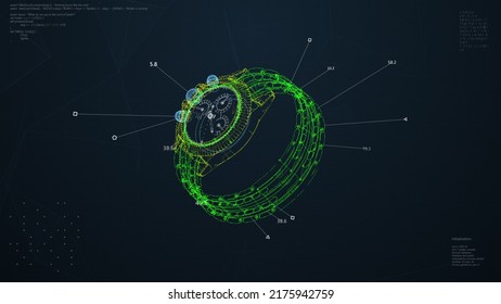 Watch Scanning UI. HUD Watch Analyze. Abstract Holographic Technology Concept.