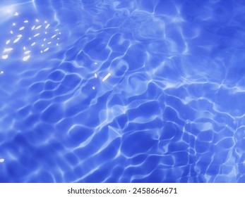 Closeup​ blur​ abstract​ of​ surface​ blue​ water. Abstract​ of​ surface​ blue​ water​ reflected​ with​ sunlight​ for​ background.Top​ view​ of blue​ water.​ Water​ splashed​ abstract​ background.