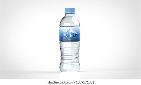 Water Bottle White Background One Center Front 3D Render