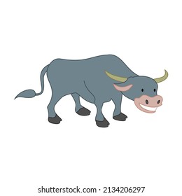 Water Buffalo Animal On A White Background.
