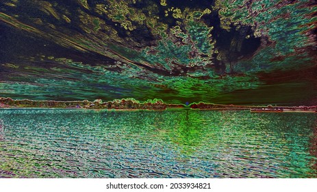 Water And Cloudy Sky Captured By A Dynamic Range Camera With Special Effects And Post Production In Lab