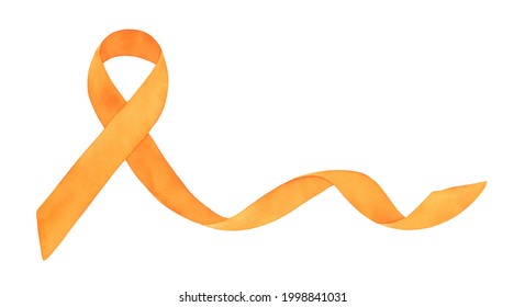 Water color illustration of wavy Orange Ribbon. One single object. Hand drawn watercolour drawing on white background, isolated clipart for design decoration, print, border, poster, divider, headline. - Powered by Shutterstock