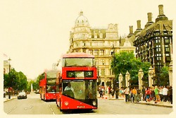 Water Color Painting London Red Buses
