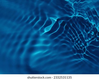 Closeup​ blur​ abstract​ of​ surface​ blue​ water. Abstract​ of​ surface​ blue​ water​ reflected​ with​ sunlight​ for​ background.Top​ view​ of blue​ water.​ Water​ splashed​ use​ for​ graphic​ design