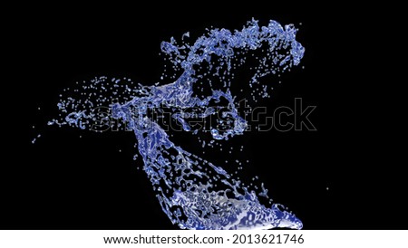 Water drop falling Cold blue liquid on black slow motion 1000fps 3d render
