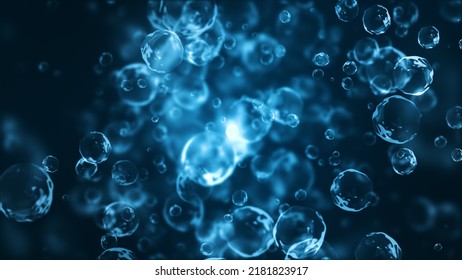 Water Drops Flying In Super Slow Motion, 3D Rendering.