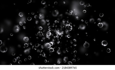 Water Drops Flying In Super Slow Motion, 3D Rendering.