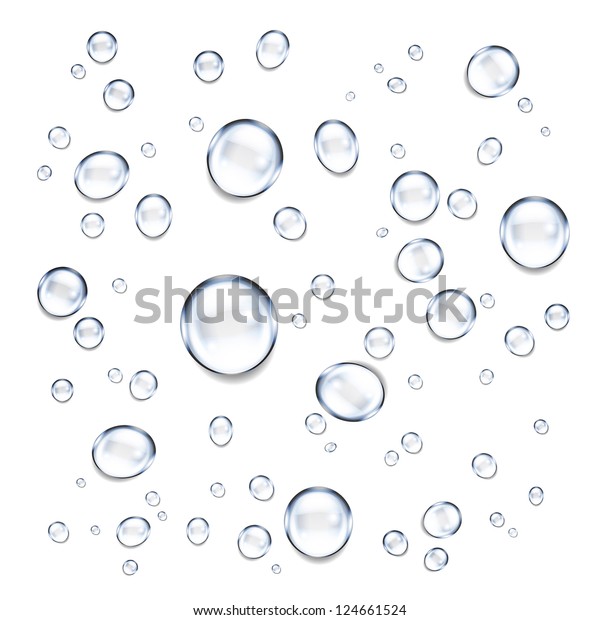 Water Drops Isolated On White Background Stock Illustration 124661524 ...