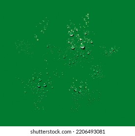 Water Drops, On Green Background, 3d Illustration, 3d Rendering, Realism, Photo Realistic