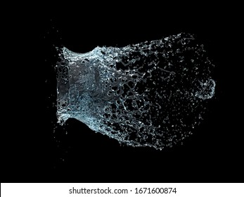 water explosion on black background, 3d illustration