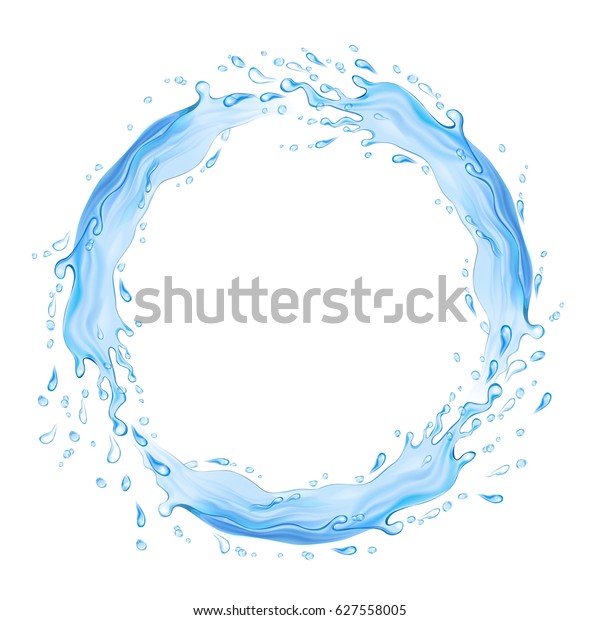 水枠 水の跳ねが円を描く ラスターバージョン のイラスト素材