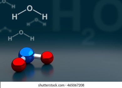 Water Or H2O Molecule Background, 3D Rendering