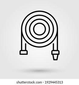 Water Hose Icon. Garden Water Pipe, Fire Hose Symbol.