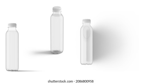 Water Juice Clear Bottle 3D Rendering