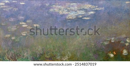 Similar – Foto Bild Seerose im Teich mit grünen Blättern und roten Blüten