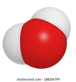 Water Molecule, Chemical Structure. Atoms Are Represented As Spheres With Conventional Color Coding: Hydrogen (white), Oxygen (red).