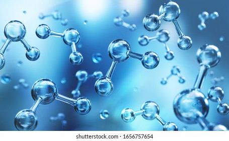 Water Molecule Model, Science Or Medical Background, 3d Illustration.