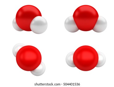 Water Molecules H2O. Chemical Structure Of A Water Molecule, H2O.
3D Illustration.