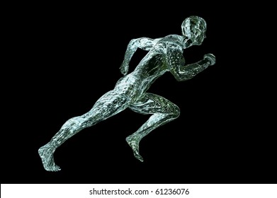 water muscle man 3d render concept image isolated on black