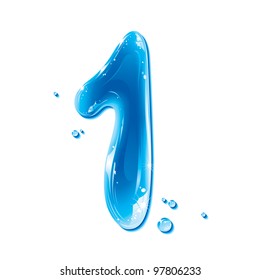 Water Numbers - Number One Liquid Number Gel Series On White Background - Raster Version