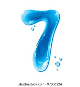 Water Numbers - Number Seven Liquid Number Gel Series On White Background - Raster Version