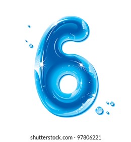 Water Numbers - Number Six Liquid Number Gel Series On White Background - Raster Version